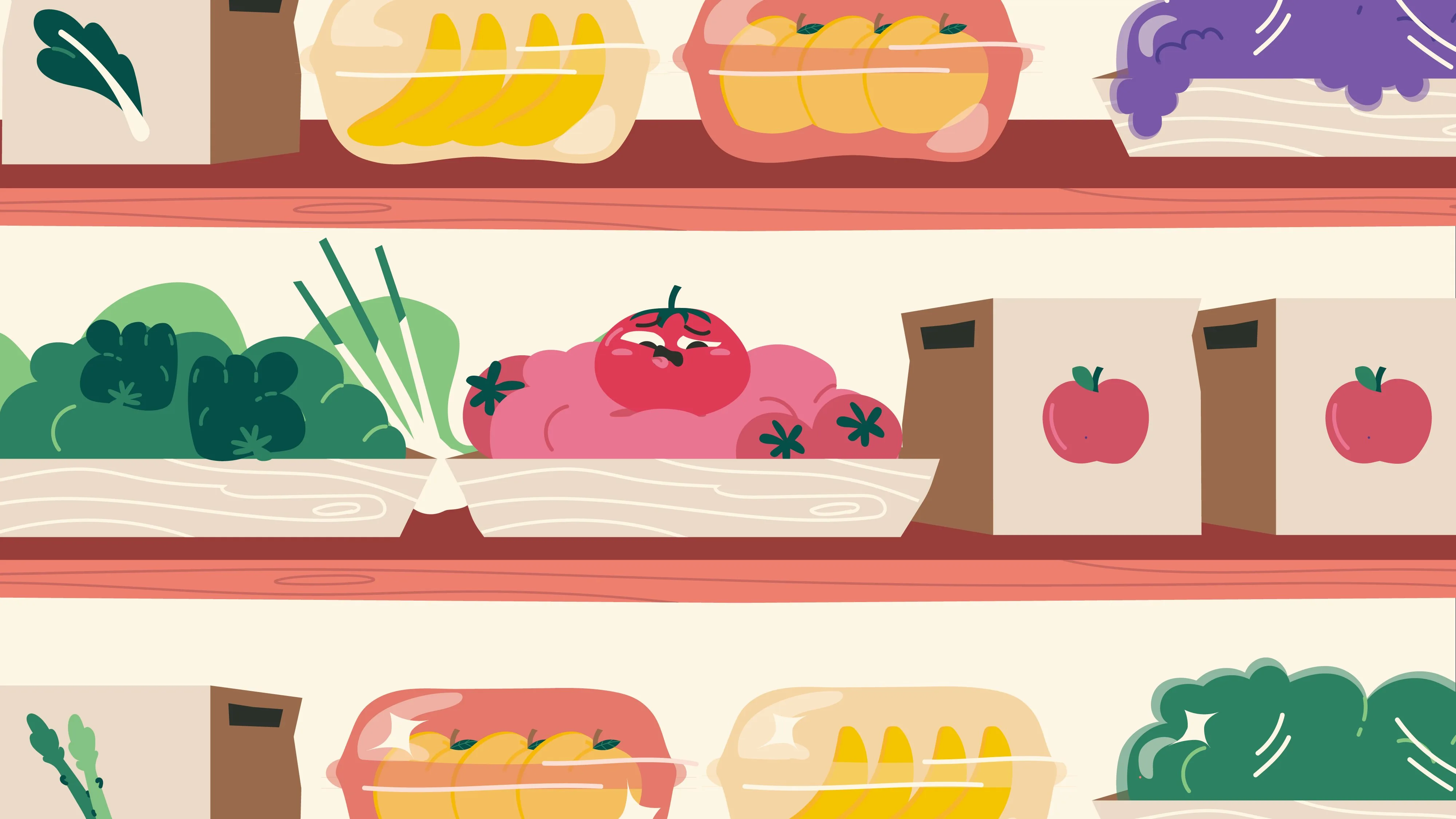 Supermarket shelf scene